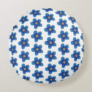 Coussin motif de fleurs bleues