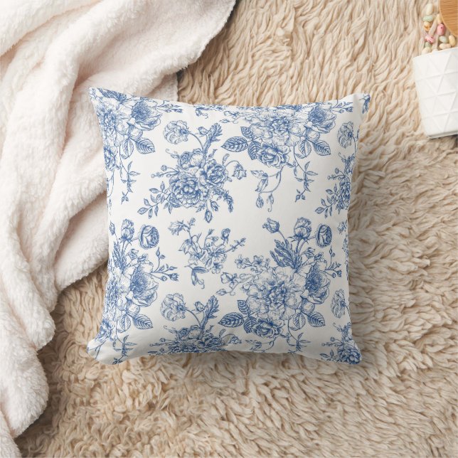 Coussin Motif de fleurs bleues (Couverture)