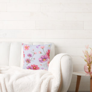 Coussin Motif de fleurs Cosmos rose