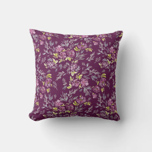 Coussin Motif de fleurs d'aquarelle violet 