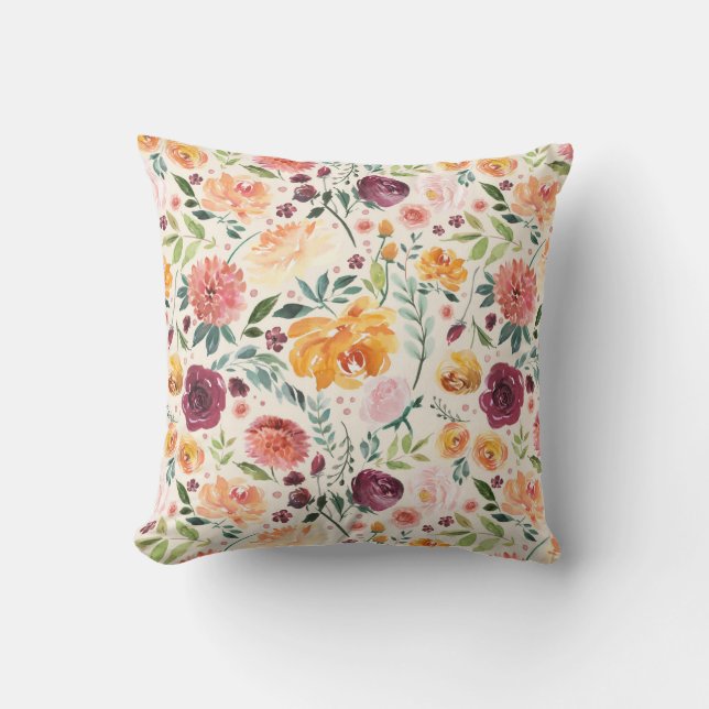 Coussin Motif de fleurs d'automne vintage (Recto)