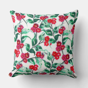 Coussin Motif de fleurs de couleur rouge floral-56698