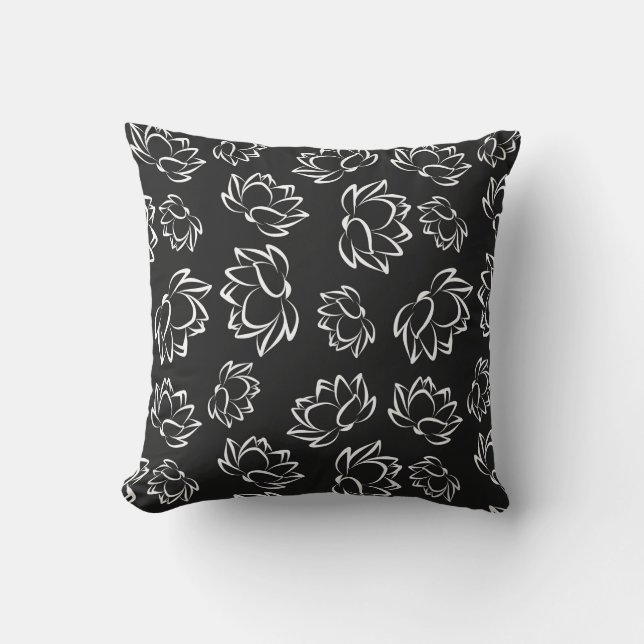 Coussin Motif de fleurs de Lotus blanc sur Arrière - plan  (Recto)