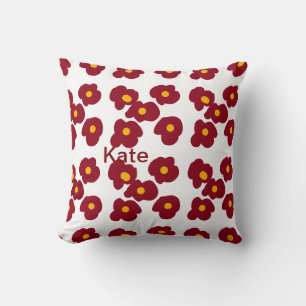 Coussin Motif de fleurs de marron rouge ajouter un nom mes