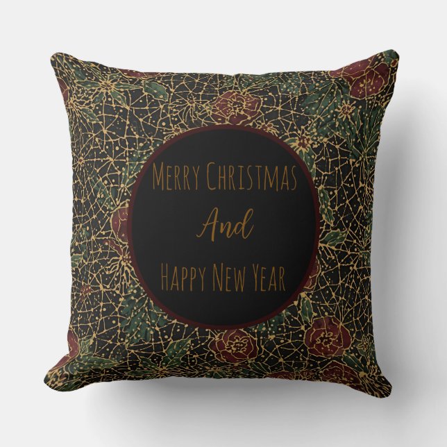 Coussin Motif de fleurs de Noël, célébration du Nouvel An, (Recto)