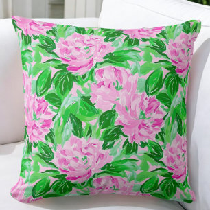Coussin Motif de fleurs de pivoines roses