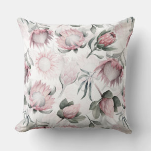 Coussin Motif de fleurs de protéase de l'aquarelle dessiné