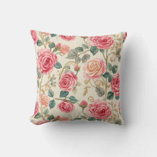 Coussin Motif de fleurs de rose rose, Beau, Élégant