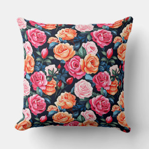 Coussin Motif de fleurs de roses en fleurs-80037
