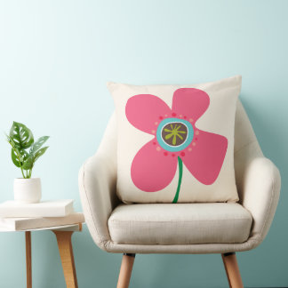 Coussin Motif de fleurs d'été mignonnes Pop Marguerite ros