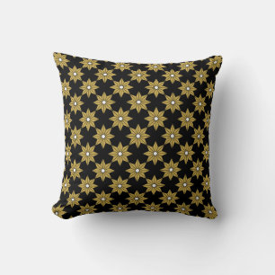 Coussin Motif de fleurs d'étoile vintage sans couture. Or