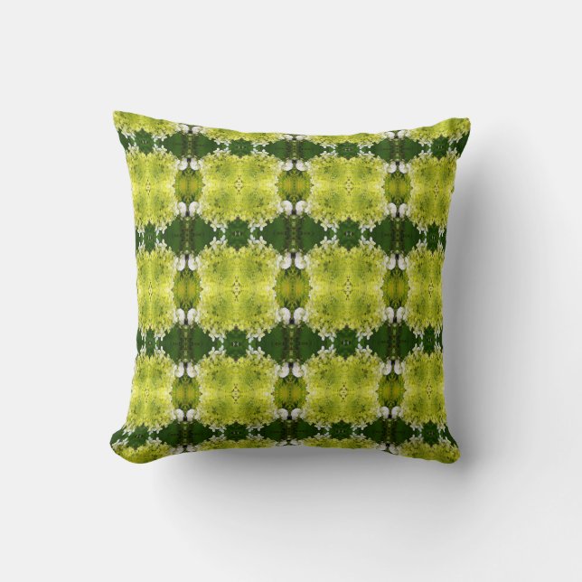 Coussin Motif de fleurs d'hortensia abstraites vert chartr (Recto)