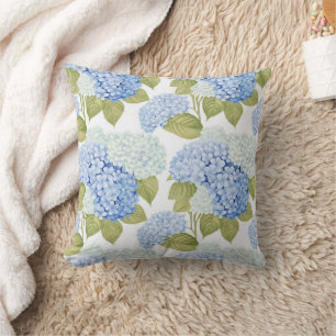 Coussin Motif de fleurs d'hydrangea bleues élégantes 