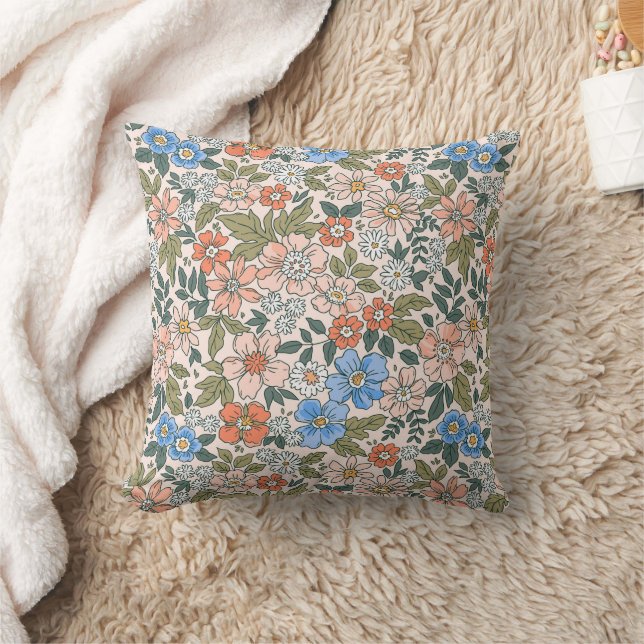 Coussin Motif de fleurs du jardin de corail (Couverture)
