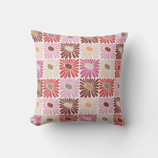 Coussin Motif de fleurs funky rétro (Recto)