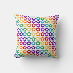 Coussin motif de fleurs hippie arc-en-ciel