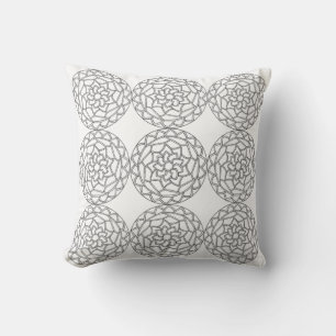 Coussin Motif de fleurs Mandala en noir blanc