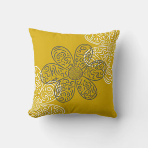 Coussin Motif de fleurs Ochre
