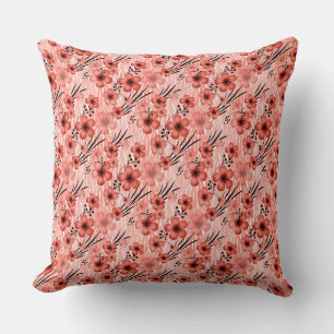 Coussin Motif de fleurs orange sur le tigre arrière - plan