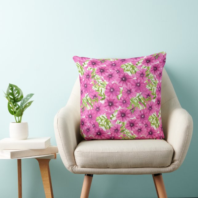 Coussin Motif de fleurs pétunia rose (Chaise)