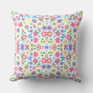Coussin Motif de fleurs printanières colorées mignonnes