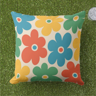 Coussin Motif de fleurs rétro coloré