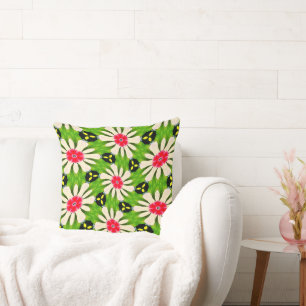 Coussin Motif de fleurs rose et blanche