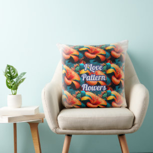 Coussin Motif de fleurs roses saumons