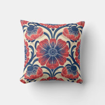 Motif de fleurs rouge et bleu