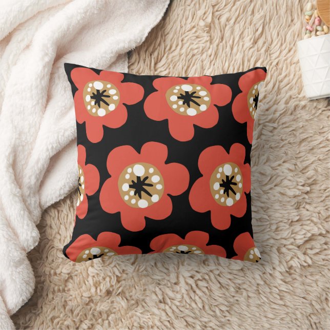 Coussin Motif de fleurs rouges (Couverture)