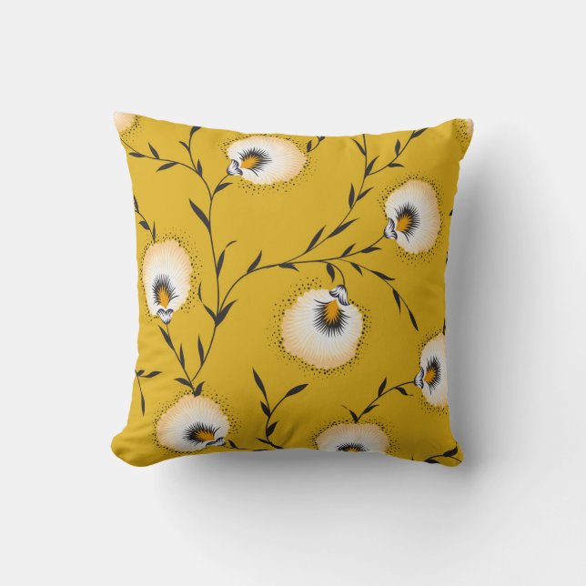Coussin motif de fleurs sans soudure sur yellowabstract, a (Recto)