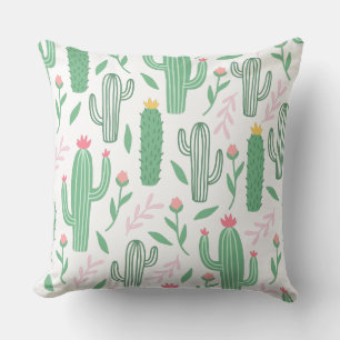 Coussin Motif de fleurs succulentes de cactus vert brillan