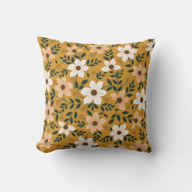 Coussin motif de fleurs traditionnel transparent (Recto)