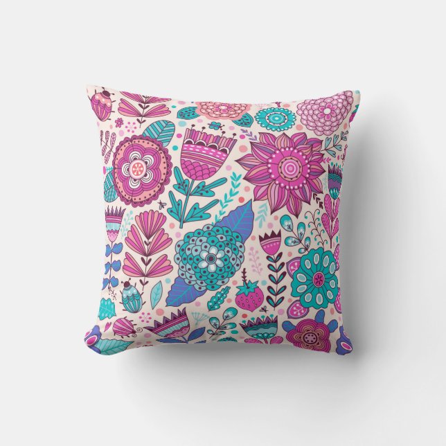 Coussin Motif de fleurs vintage. texture botanique transpa (Recto)