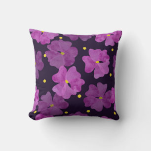Coussin Motif de fleurs violettes sans couture. Aquarelle