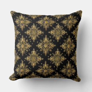 Coussin Motif de flocon de neige doré orné