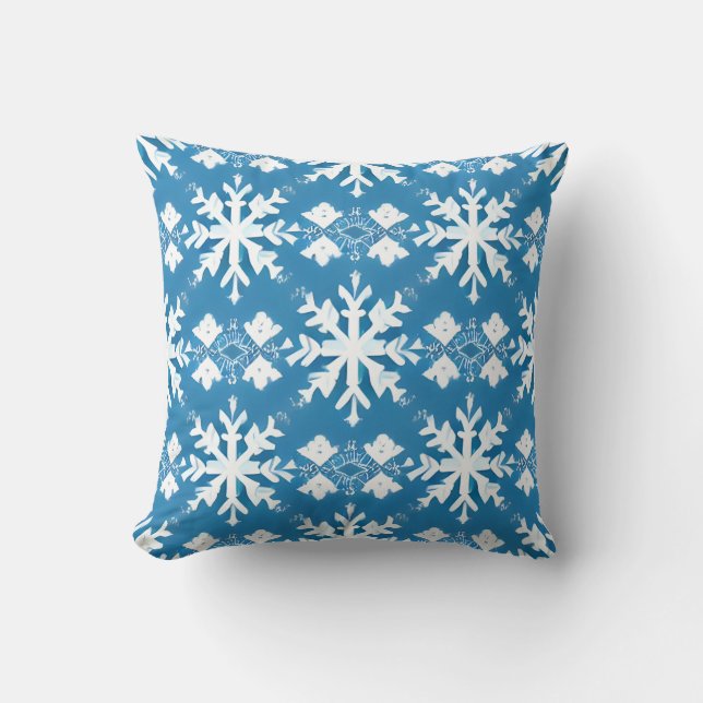 Coussin Motif de flocon de neige sur Arrière - plan bleu (Recto)