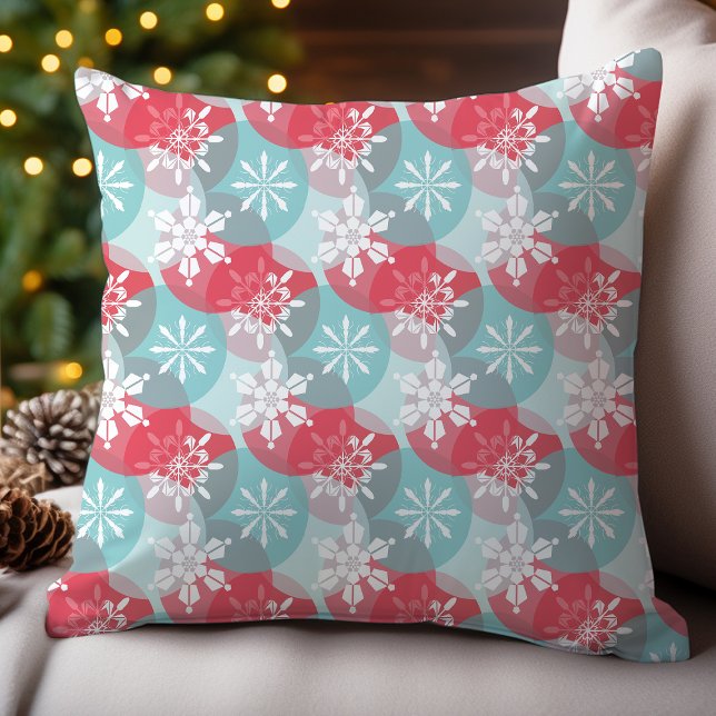 Coussin Motif de flocons de neige abstraits Noël festif (Créateur téléchargé)