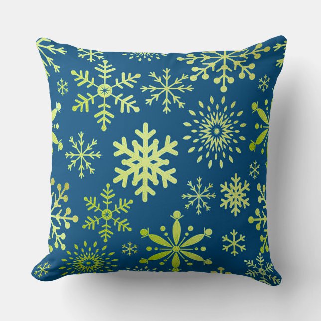 Coussin Motif de flocons de neige verts décoratifs (Recto)