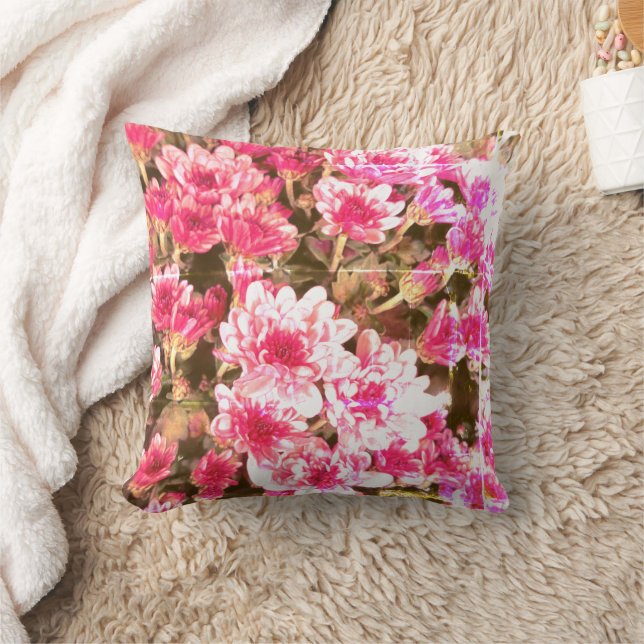 Coussin Motif de floraison florale rose – Conception botan (Couverture)