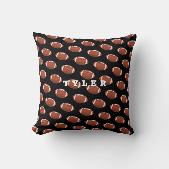 Coussin Motif de football, Personnaliser le nom en gras su (Recto)