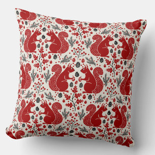 Coussin Motif de forêt boisée de l'écureuil