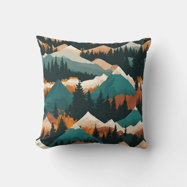 Coussin Motif de forêt de montagnes (Recto)