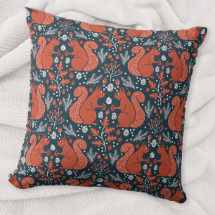 Coussin Motif de forêt d'écureuils