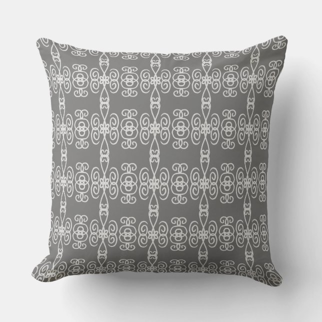 Coussin Motif de forme géométrique spirale gris argent (Recto)