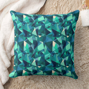 Coussin Motif de formes abstrait bleu et vert