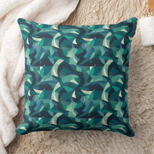 Coussin Motif de formes abstrait bleu et vert