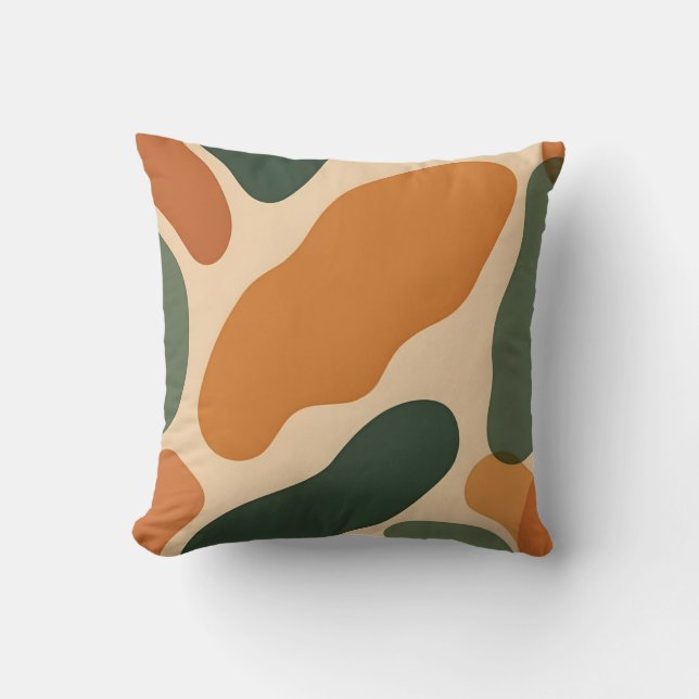 Coussin Motif de formes Abstraites de tonalité Terre biolo (Recto)