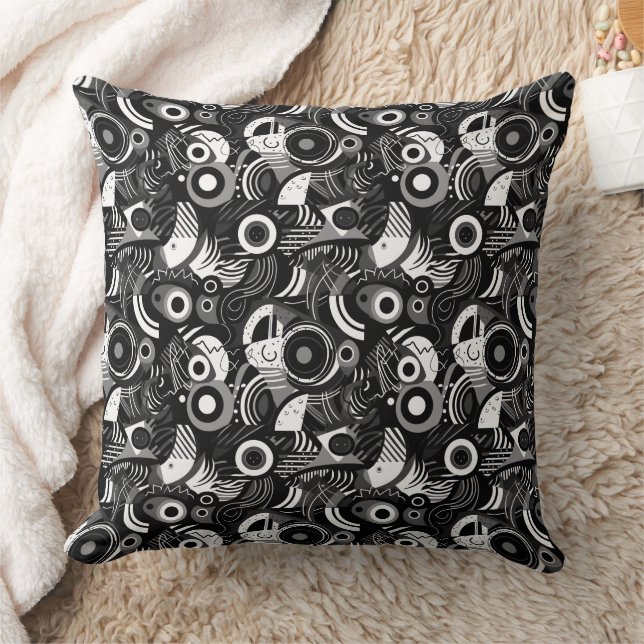 Coussin Motif de formes abstraites en noir et blanc (Couverture)