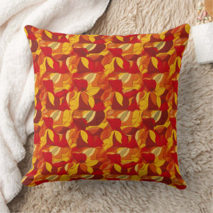 Coussin Motif de formes abstraites rouge et jaune